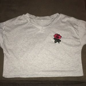 Grey with Rose crop t-shirt